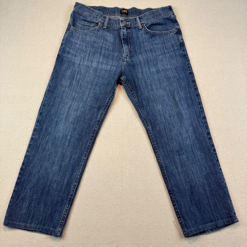 Lee 34x25 Regular Fit Jeans Men Blue Medium Wash Stretch Denim 2008983